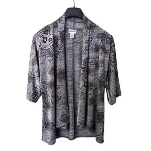 Chicos Travelers Black & White Open Cardigan Size 0